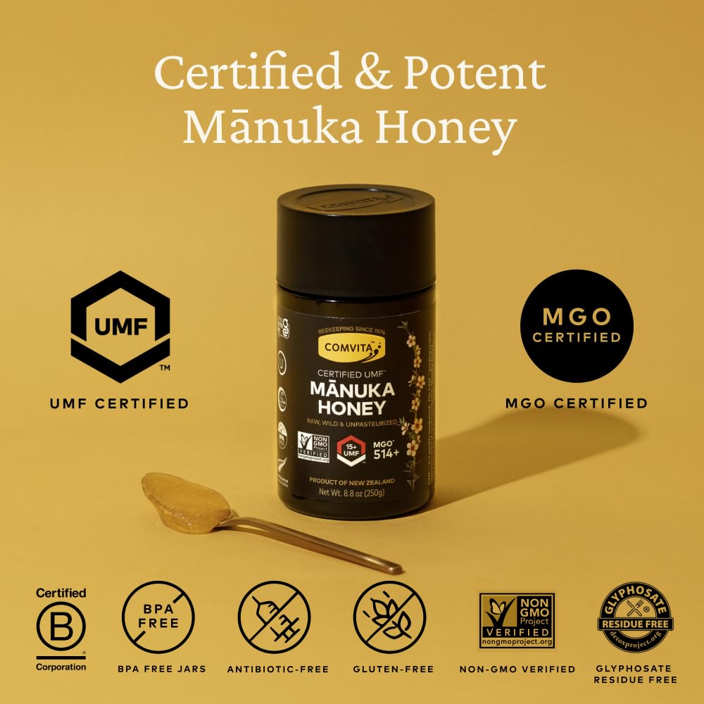 Comvita Manuka Honey (Umf 15+, Mgo 514+) New Zealands #1 Manuka Brand | Superfood For Gut & Immune Support | Raw, Wild, Non-Gmo