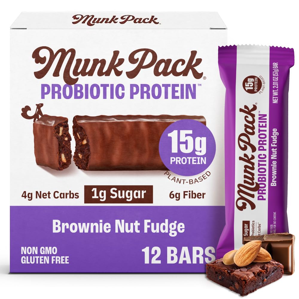 Munk Pack Keto Protein Bars | 15g Protein, 1g Sugar, 4g Net Carbs | Vegan | 12 Count