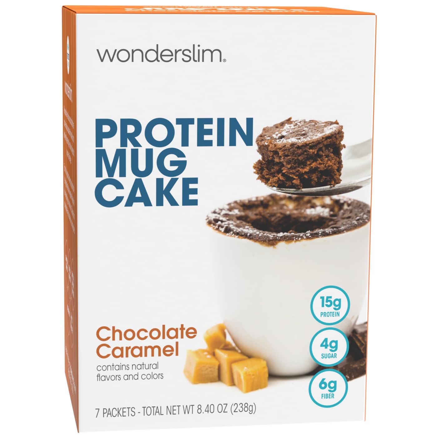 Wonderslim Protein Mug Cake, Chocolate Caramel, 15G Protein, 4G Sugar, 6G Fiber (7Ct)
