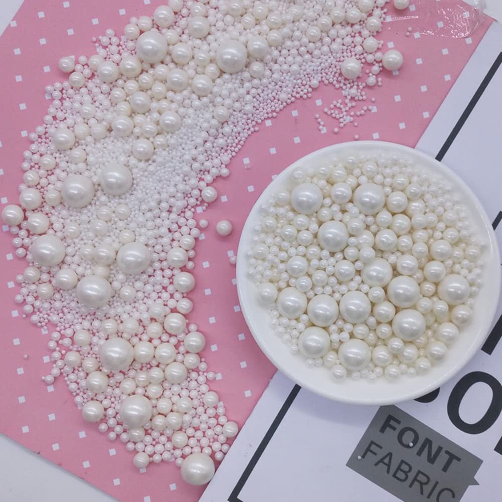 Edible White Sugar Pearls Candy Sprinkles 120G/ 4.23Ounce Baking Cake Sprinkles Cupcake and Cake Topper Cookie Decorations Weddi