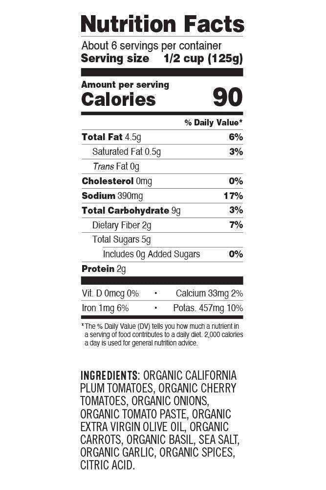 Sonoma Gourmet Cherry Tomato Basil Pasta Sauce, USDA Organic, Non-GMO, Gluten-Free, 25 Ounce Jars (Pack of 6)