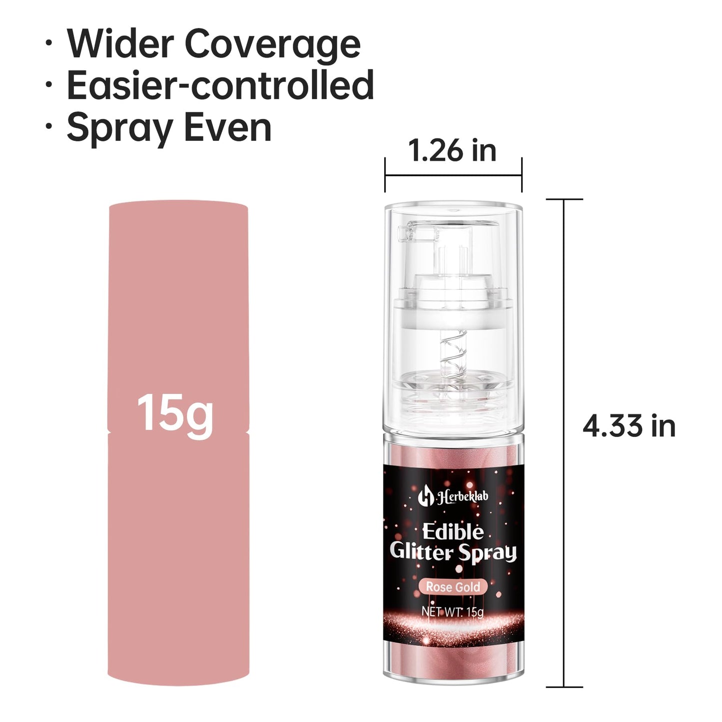 Rose Gold Edible Glitter Spray - 15G Edible Rose Gold Glitter For Cakes Food Grade Metallic Shimmer Powder Cake Sprinkles For Co