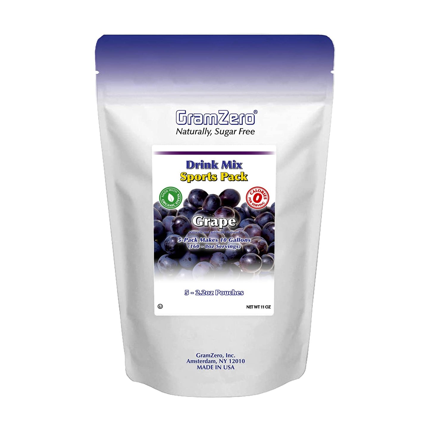 Gramzero Grape Sugar Free Drink Mix Sports Pack, Great For Nutrition Club Loaded Teas, Zero Calorie, Stevia Sweetened