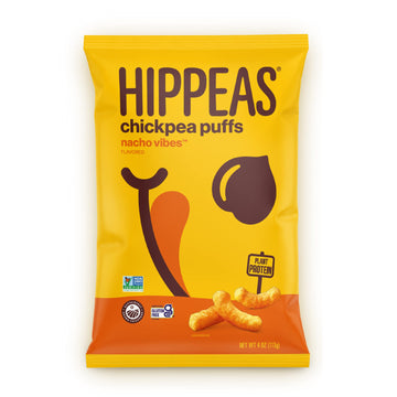 Hippeas Organic Chickpea Puffs, Vegan Nacho Vibes, 4 Ounce (Pack Of 1), 4G Protein, 3G Fiber, Vegan, Gluten-Free, Crunchy, Plant