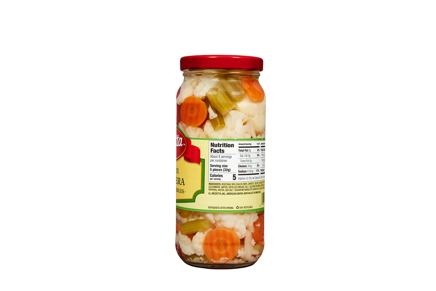 Mezzetta Italian Mix Giardiniera, Mild Heat | Gluten Free, Keto | 16 Fluid Ounce Jar (Pack Of 6)