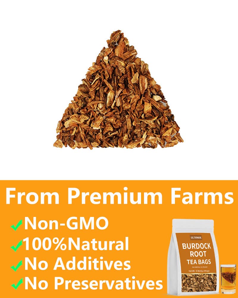 Enhanced Burdock Root Tea Bags,60 Tea Bags/6.4Oz.100% Natural Burdock Tea,No Additives,Caffeine Free.
