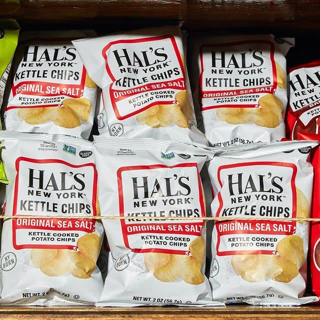 Hal'S New York Kettle Cooked Gluten Free Original Sea Salt Salted Potato Chip Crisps, 2 Oz (Pack Of 24)