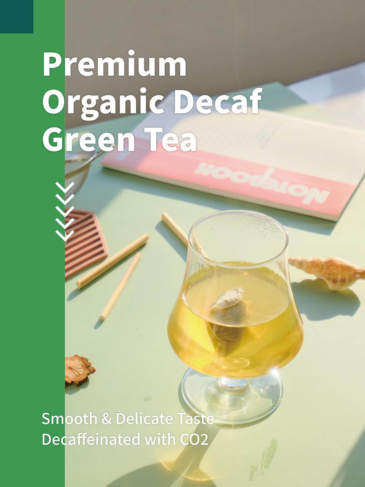 Hyntmyt Organic Decaffeinated Green Tea Bags, Usda Organic Decaf Green Tea, Fresh & Smooth Taste, Unsweetened, 120 Count