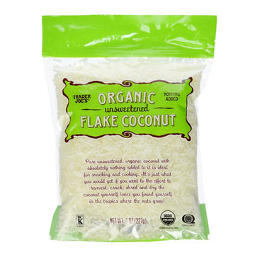 Trader Joe'S Organic Pure Unsweetened Coconut Flakes 8Oz (1 Pack)