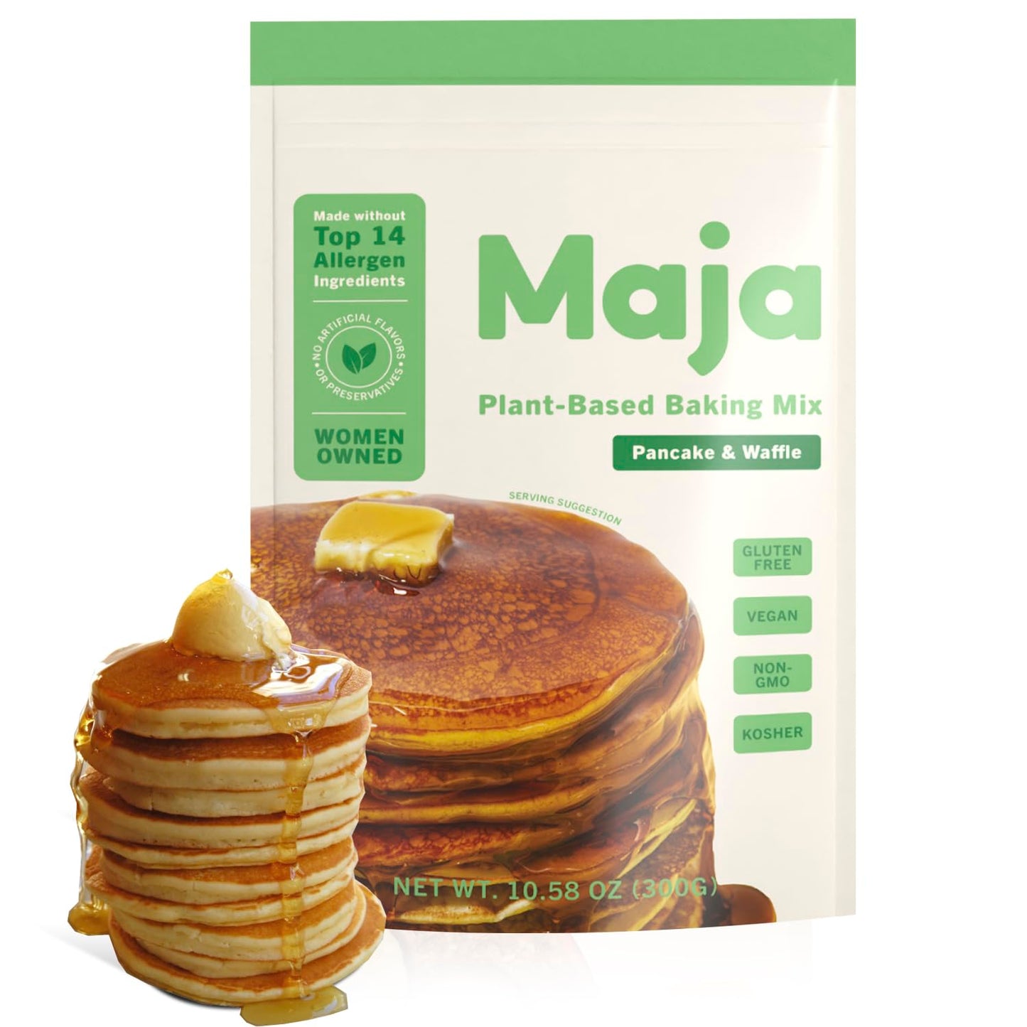 Maja Plant-Based Pancake Mix - Pack Of 2 I Gluten Free Waffle Mix, 2 X 10 Vegan Pancakes, Easy To Make Waffle Batter For Cooking