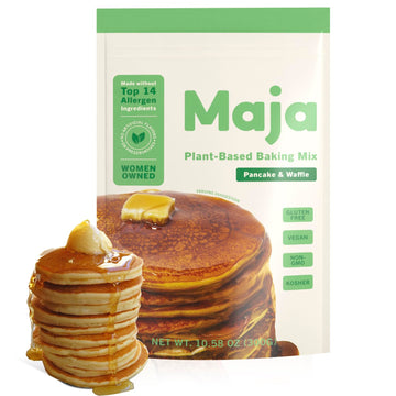 Maja Plant-Based Pancake Mix - Pack Of 2 I Gluten Free Waffle Mix, 2 X 10 Vegan Pancakes, Easy To Make Waffle Batter For Cooking