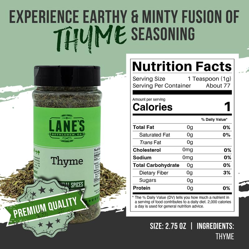 Lane'S Fresh Thyme Seasoning, All-Natural Dried Thyme Spice Seasoning, A Dried Thyme Leaves Seasoning For Veggies & Soup, Made I