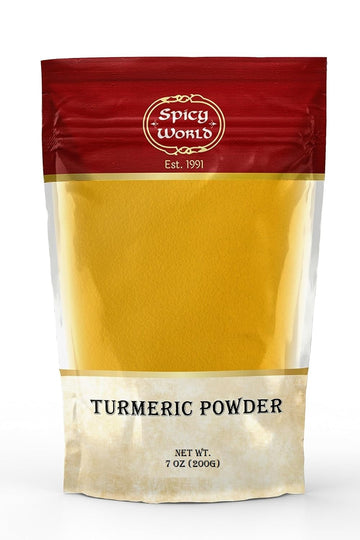 Spicy World Turmeric Powder Ground 7 Oz Bag - Indian, Pure, Raw, With Curcumin