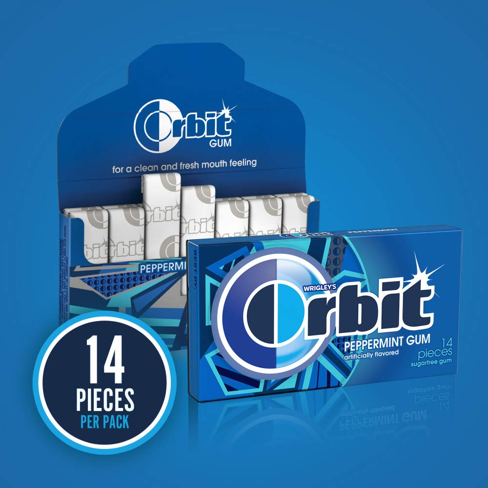 ORBIT Peppermint Chewing Gum Sugar-Free, 20 Packs of 14-Pieces (280 Total) - ORBIT Gum Bulk