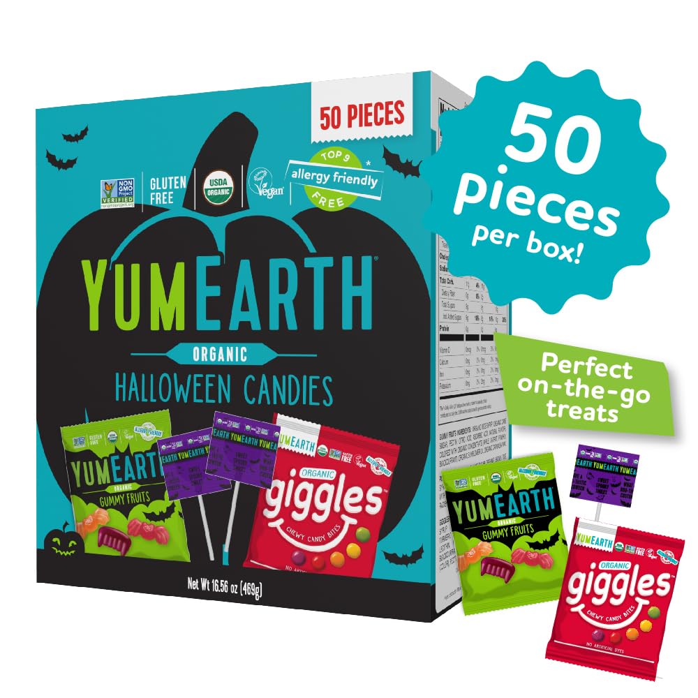 Yumearth Organic Halloween Variety Box - Allergy Friendly (Top 9 Free), No Artificial Dyes Or Flavors, Non Gmo, Gluten Free, Veg