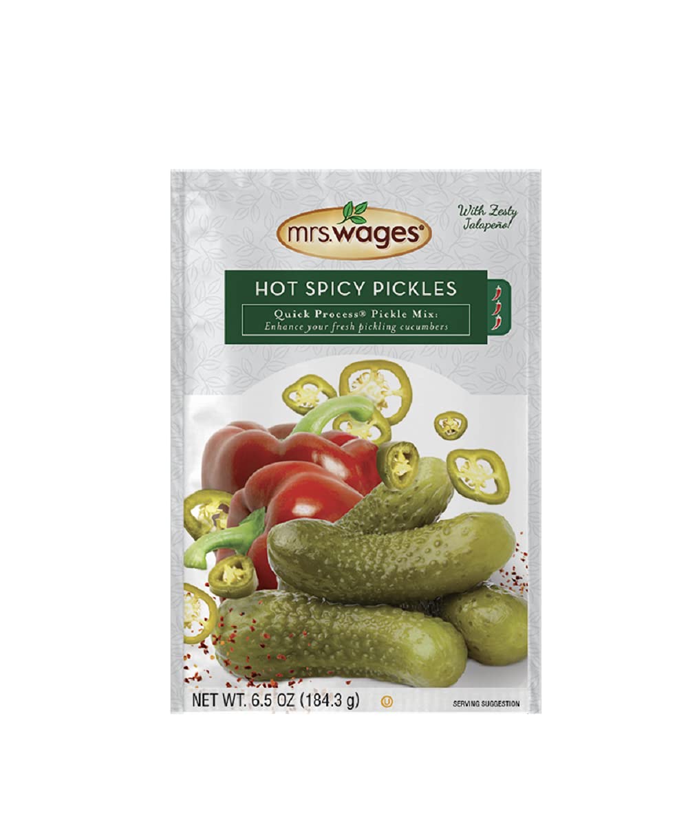 Mrs. Wages Hot Spicy Pickles Quick Process Mix, Simple-To-Use, Flavorful Spice, Easy Way to Make Pickles, Zesty Jalapeno Pepper 