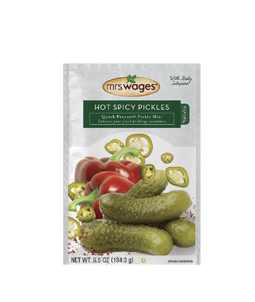 Mrs. Wages Hot Spicy Pickles Quick Process Mix, Simple-To-Use, Flavorful Spice, Easy Way to Make Pickles, Zesty Jalapeno Pepper 