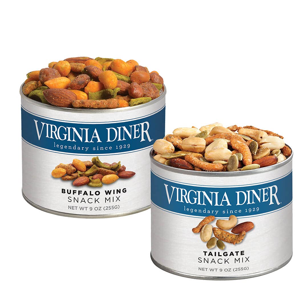 Virginia Diner Snack Mix Duo Gift Set - Buffalo Wing & Tailgate Mix, 2 x 9 Ounce Cans