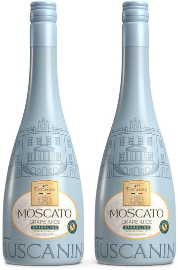 Tuscanini Sparkling Moscato Grape Juice  25.3Oz (2 Pack) | Non Beverage-Style Italian Moscato | Elegant Sparkling Drink Bottle | Imported From Italy | Great For Mixed Flavors | Kosher
