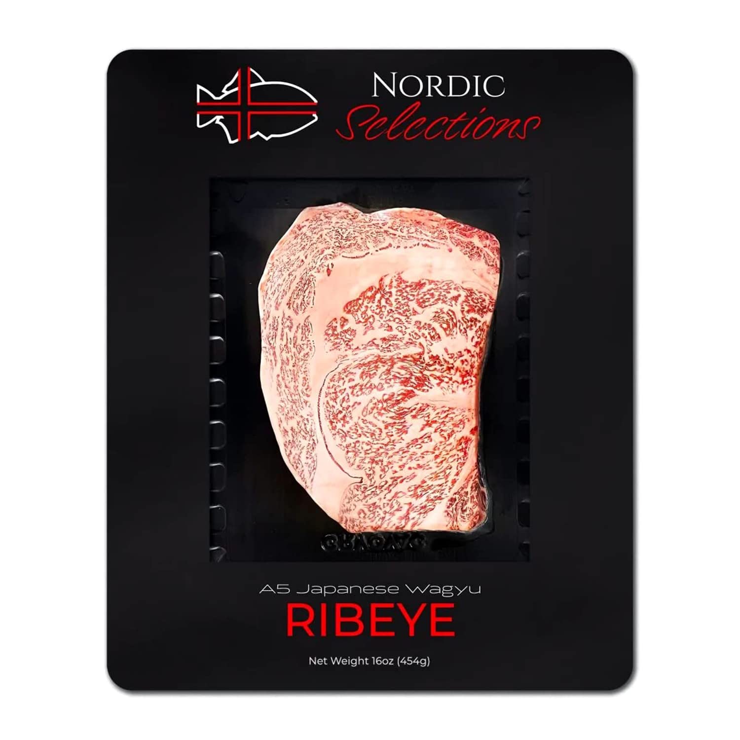 Nordic Catch - Grade A5 Japanese Wagyu Beef, Ribeye Steak Without Bone, Always Fresh Thick Cut, 1 Pound Skin-Packed 100% Authent