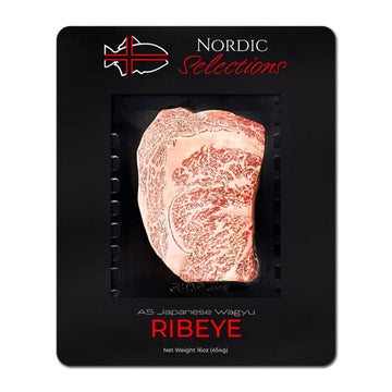 Nordic Catch - Grade A5 Japanese Wagyu Beef, Ribeye Steak Without Bone, Always Fresh Thick Cut, 1 Pound Skin-Packed 100% Authent