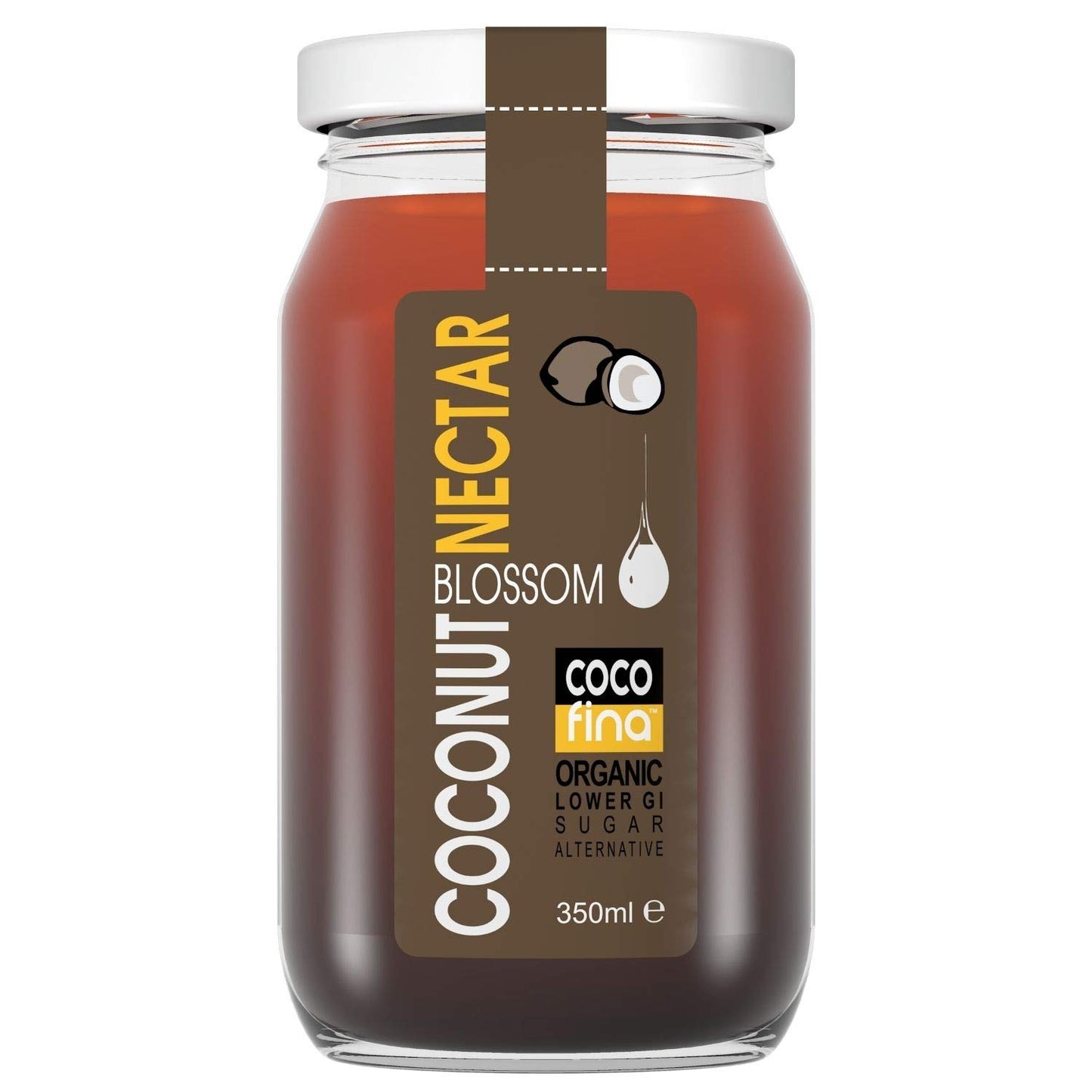 Cocofina Organic Low Glycemic Unrefined Coconut Sugar Nectar in Glass Jar 350 ml