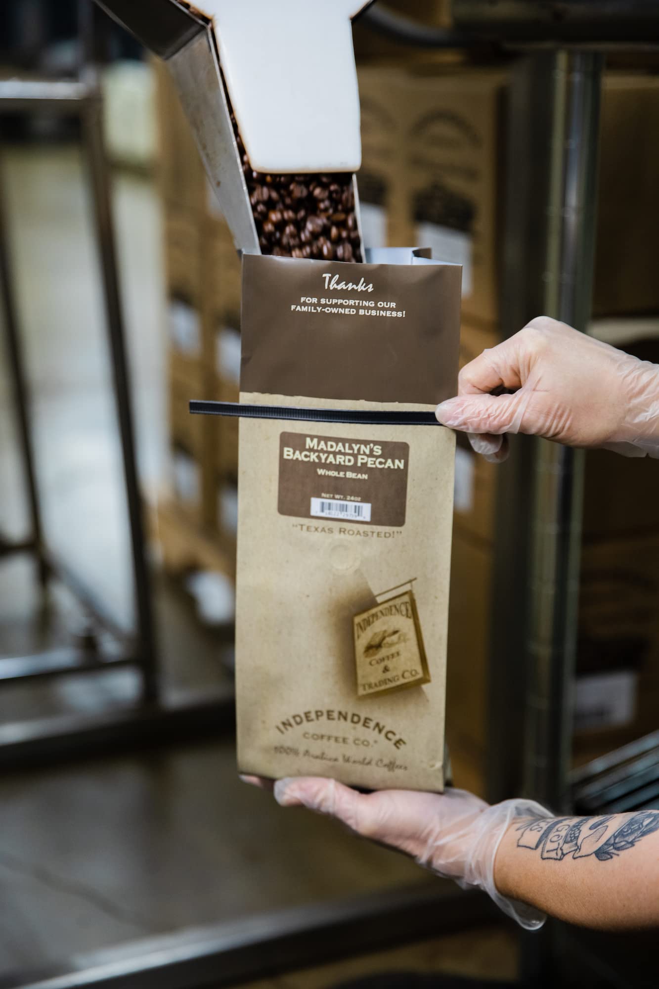 Independence Coffee Co. Texas Two Step Caramel, Vanilla, And A Hint Of Pecan Flavored Light Roast Whole Bean Coffee, 24 Ounce Ba