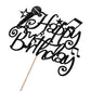 Naicaek Black Glitter Microphone Happy Birthday Cake Topper,Music Lover Birthday Decorations,Karaoke Musical Theme Birthday Part