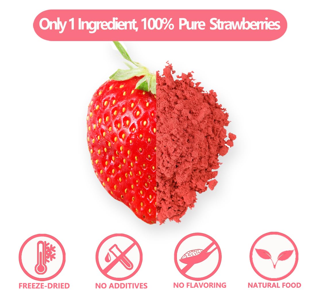 Premium Freeze Dried Strawberry Powder 1LB /453g, 1 Ingredient,No Sugar Added,100% Natural Strawberry Powder for Baking,No Addit