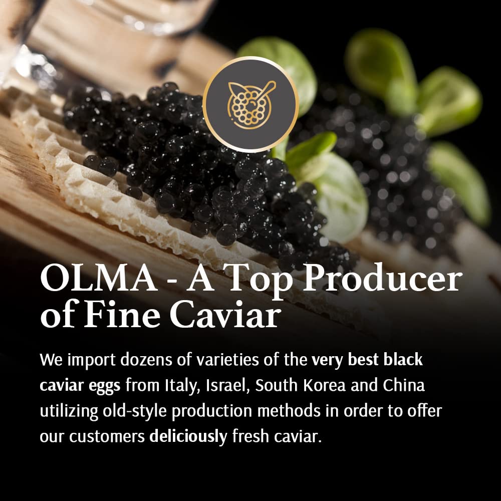 OLMA Caviar Taster Gift Set - 4 oz (112g) of Caviar, Includes 8 Varieties of Caviar Fish Roe (Beluga Hybrid, Osetra, Kaluga Roya