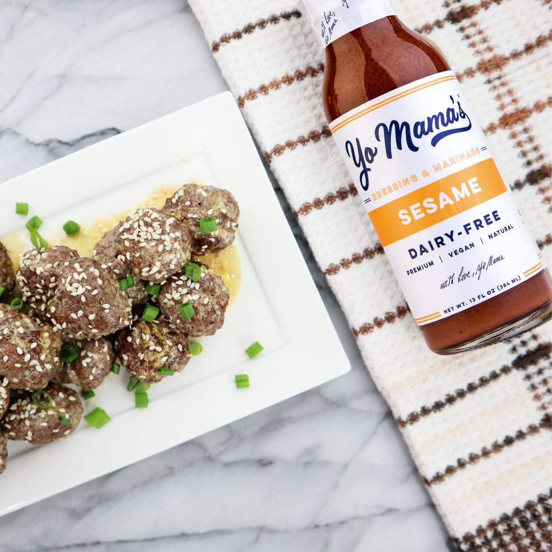 Yo Mama’s Foods Gourmet Asian Sesame Dressing - Low Carb, Low Sodium, Gluten-Free, 13 Ounce (Pack of 1)