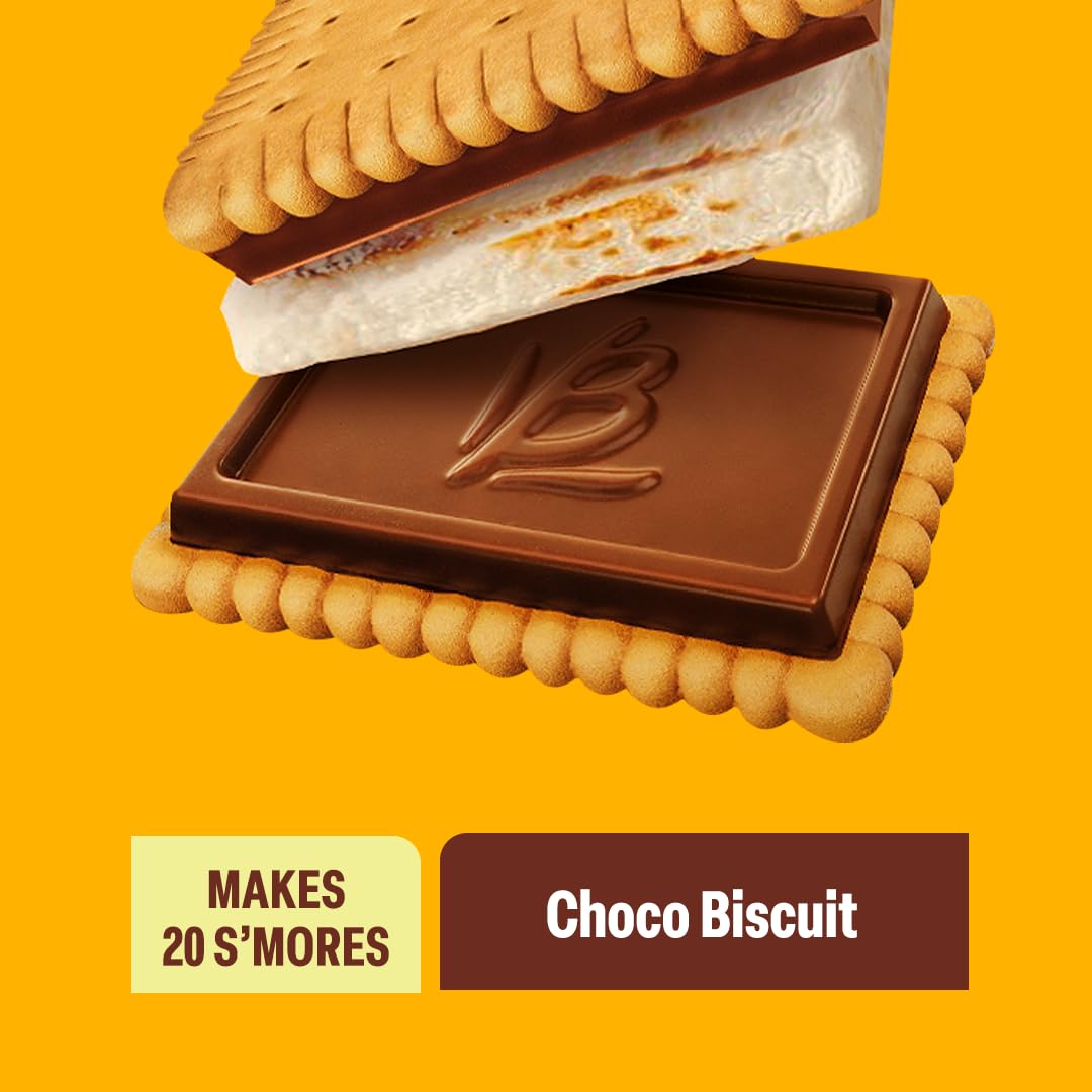 Bauducco Choco Biscuit S'mores Kit, 16.94 oz (Pack of 20) - Individually Wrapped for Easy S'mores Making with Chocolate Biscuits & Marshmallows