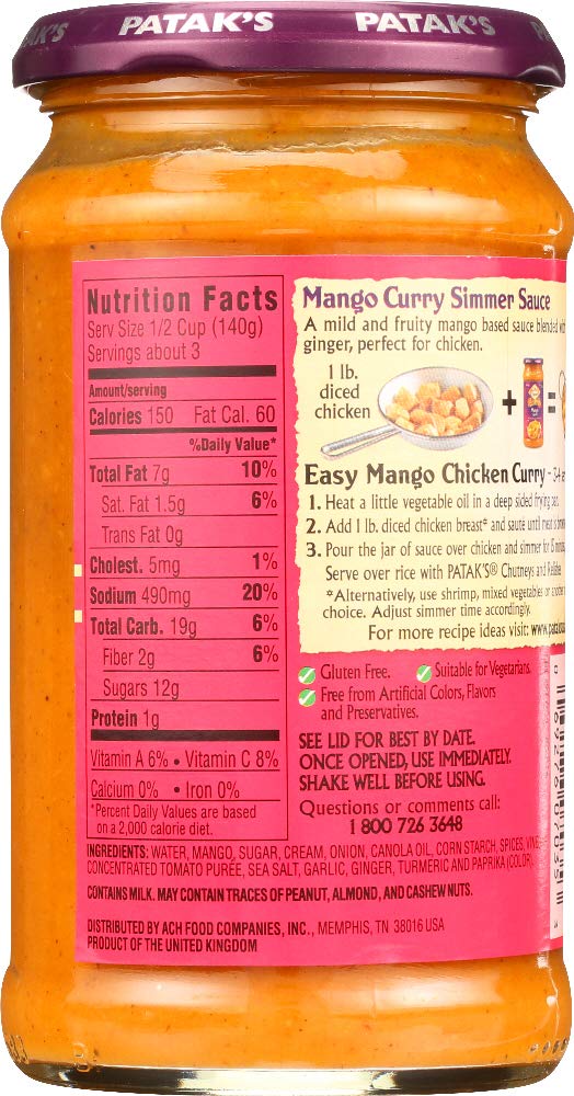 Pataks Mango Curry Simmer Sauce, 15 Fl Oz
