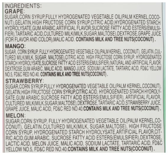 UHA Mikakuto Soft Candy with Gummy Bits, 4 Fruit Flavors, 3.52 Ounce, Pack of 6