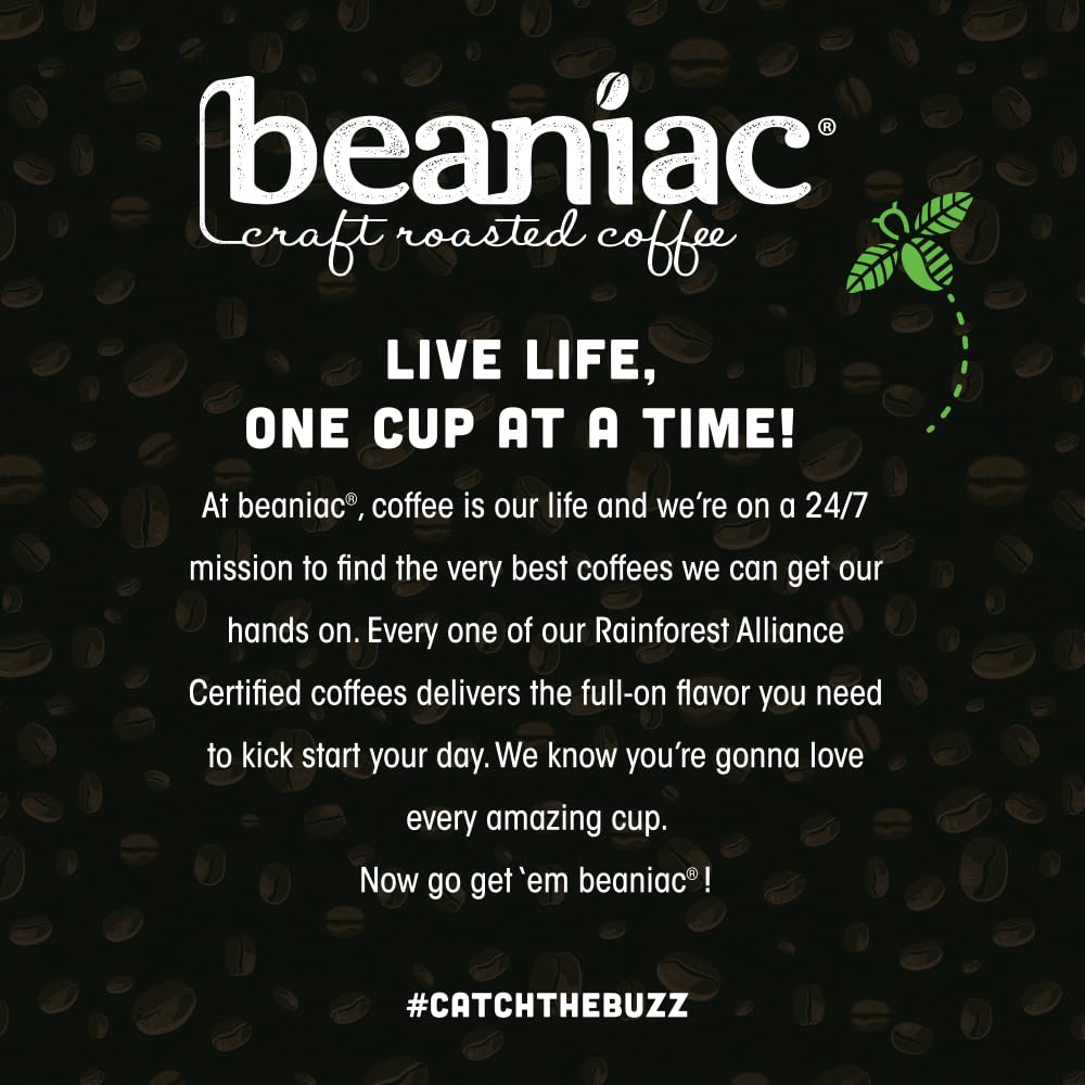 Beaniac Organic Kickstarter Colombian, Medium Light Roast, Single Serve Compostable K Cup Coffee Pods, Organic Arabica Coffee, Keurig Brewer Compatible, 30 Count