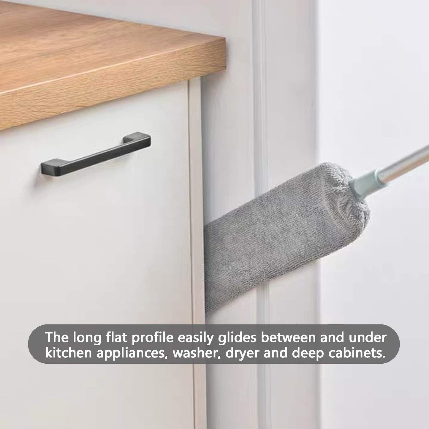 Dust Brush Under Appliance Microfiber Duster With Extension Pole (40 To 55 Inches) Bendable, Washable, Extendable Gap Dusters Fo
