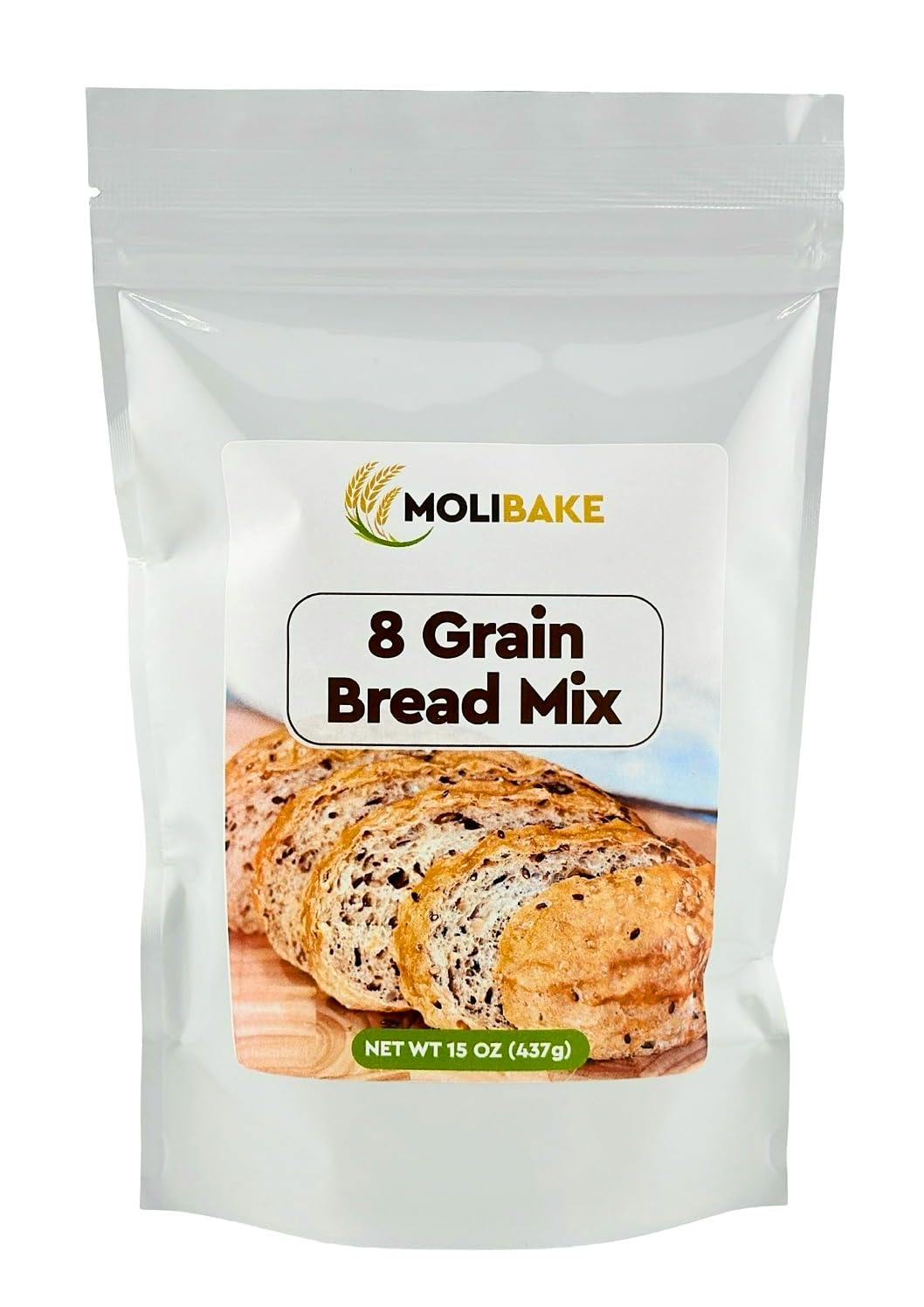 Molibake 8 Grain Bread Mix - All-Natural Multigrain Baking Mix - 15 oz - Easy-to-Use for Bread Machine & Oven
