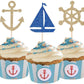 24 Pcs Nautical Theme Glitter Cupcake Picks Cupcake Toppers Food Fruit Picks For Decoration Party Favors