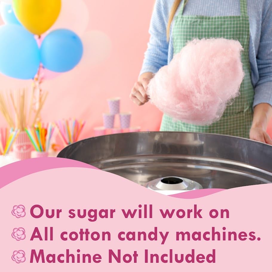Cotton Candy Floss Sugar Package of ct-(Pink Vanilla  Blue Raspberry & G)-8.5oz Each Flavor W/ 50 Paper Cones