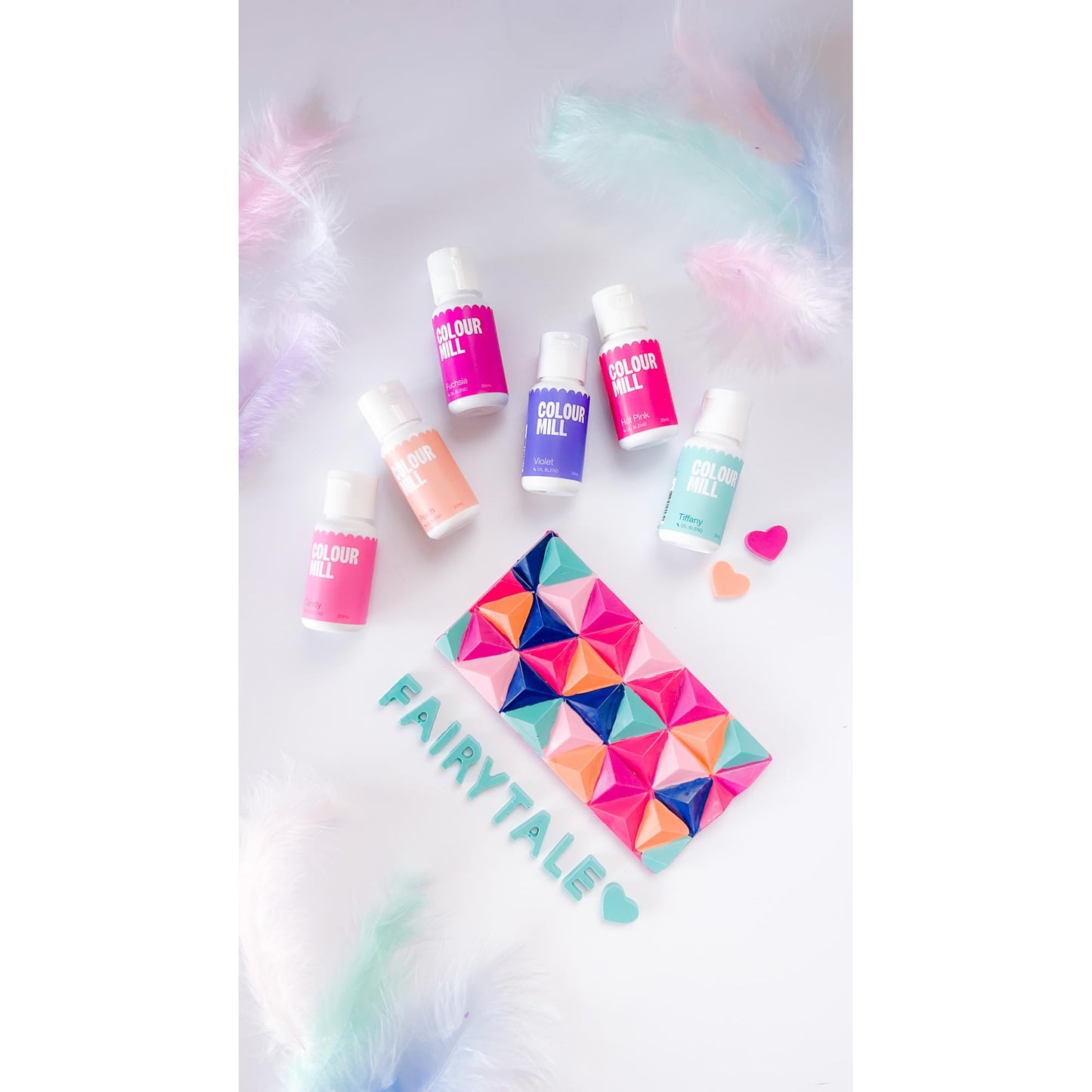 Colour Mill Fairytale Oil-Based Food Coloring, 20 Milliliters Each Of 6 Colors: Candy, Hot Pink, Fuchsia, Peach, Tiffany And Vio