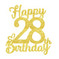 28 Birthday Cake Toppers-Gold Glitter, 28Th Cake Topper For Men,28 Cake Topper For Women, 28Th Birthday Decorations,28Th Birthda