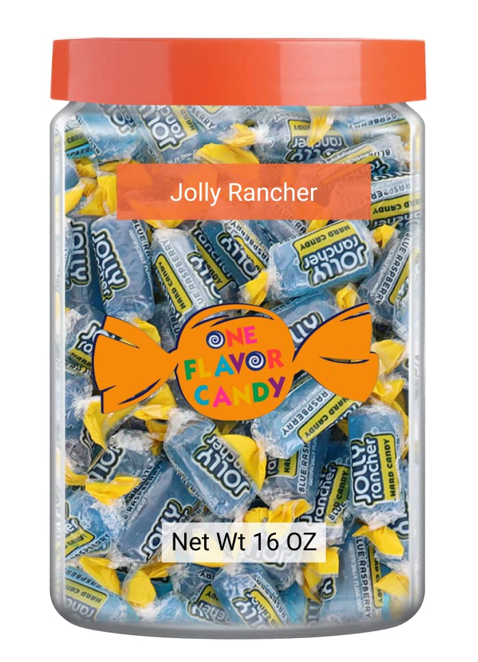 Jolly Rancher World'S Best Flavored Fruit Hard Candy Bulk Candies In Jar 16Oz Tasty Yummy Perfectly Delicious Time (Blue Raspber