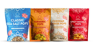 Karma Popped Water Lily Seeds - Savory Variety Pack | Spicy Masala, Turmeric, White Cheddar & Classic Sea Salt | Ayurvedic Super