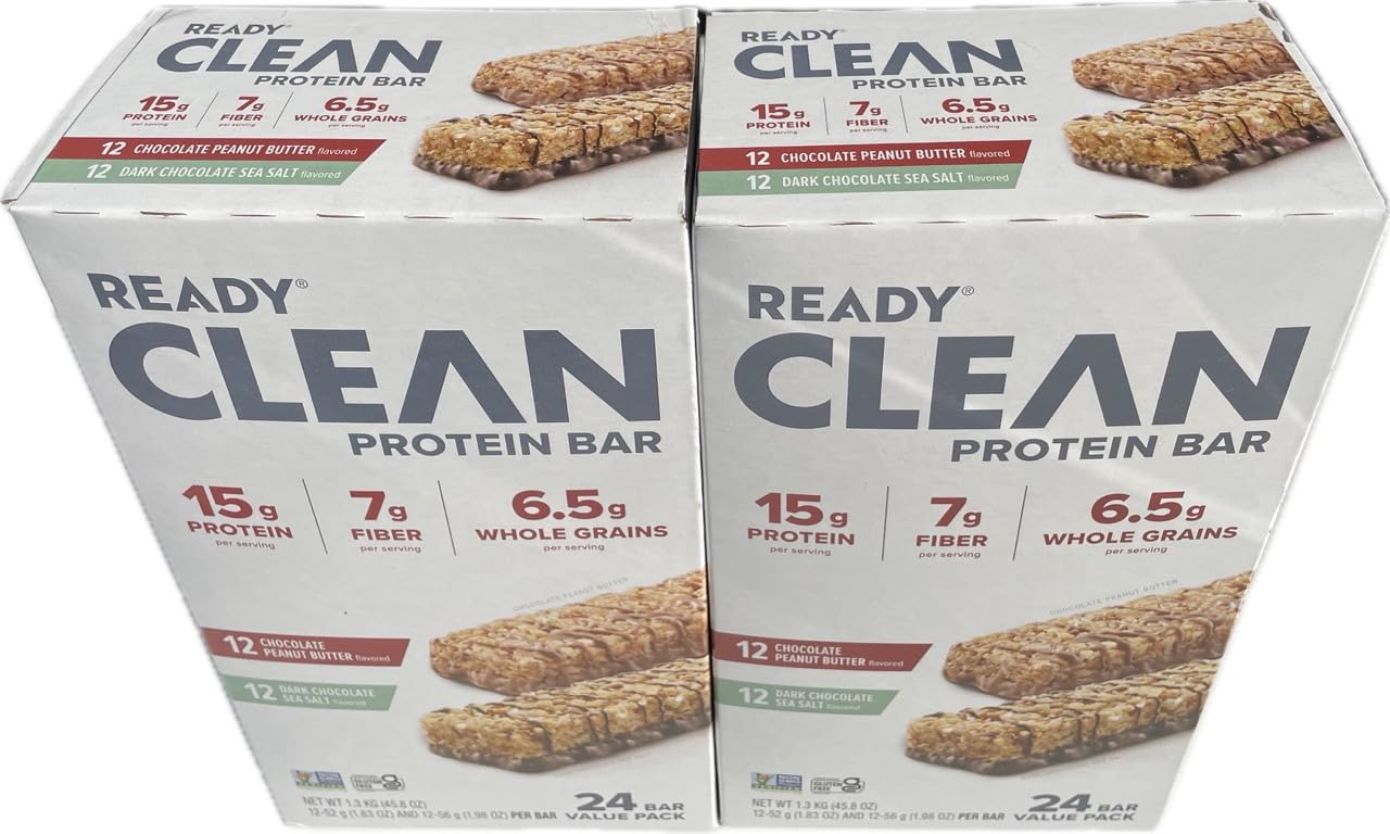 Come Ready Nutrition Clean Protein Bars (2 pack) 48 Total Bars - 24 Chocolate Sea Salt and 24 Chocolate Peanut Butter ONLY $1.38