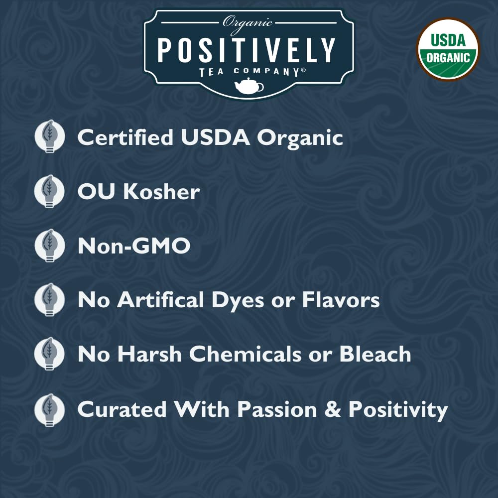 Organic Positively Tea Company Passion Fruit Black Tea Bags, Eco-Friendly, Non-GMO, 100 Count