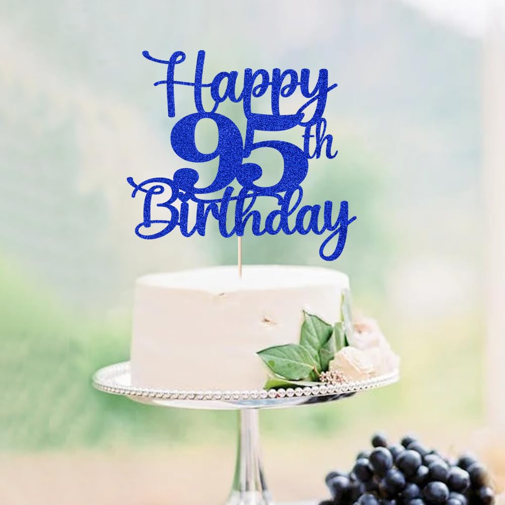 Kaoenla 95th Birthday Cake Topper, Blue, Cheers to 95 Years, Model DDY-695-13-706-75