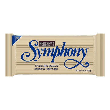 HERSHEYS SYMPHONY Chocolate Almond Toffee Bars, 4.25 oz, Pack of 12, 16 Pieces