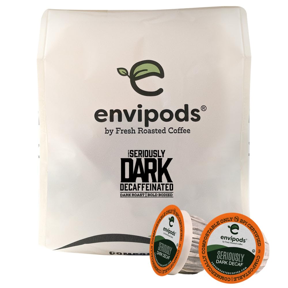Fresh Roasted Coffee Compostable Envipods, Dark Roast, 12 Count K-Cup Compatible