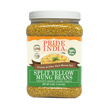 Pride Of India - Indian Split Yellow Mung Lentils - Protein & Fiber Rich Moong Dal, 3.0 Pound Jar