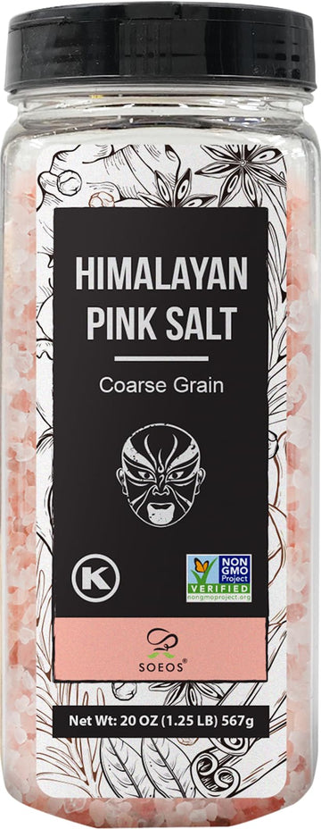 Soeos Himalayan Salt - Coarse Grain, 20 oz, Himalayan Pink Salt, Pure Rock Salt for Grinders and Salt Mills, Kosher & Natural Ce